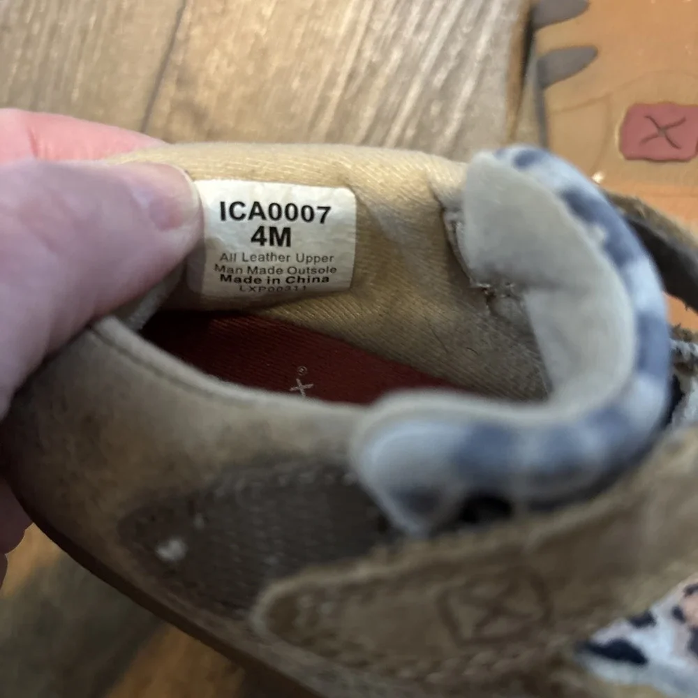 Twisted X Leopard Infant Baby Shoes Size 4M Moc Leather Upper